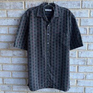 Burma Babis Modal Blend Short Sleeve Button Up Geo Shirt Men's Size M
